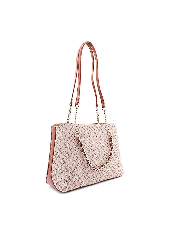 Cuple Women’s Patterned Shoulder Bag with Chain Detail
